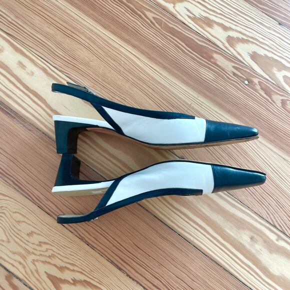 Talbots White and Blue Slingback Heels - Picture 4 of 8